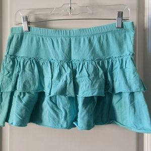 Split Turquoise Cotton Stretch Mini Skirt Size M